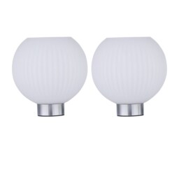 Set of 2 Betchley - Battery Operated Chrome Lamp with White Glass Chrome White Medium 2