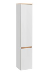 Wall Hung Bathroom Furniture Set with Countertop Vanity Unit Basin and Tallboy Cabinet White Gloss Oak Scandi Plat