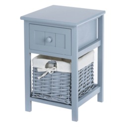 Wicker 1-tier Bedside Table Unit Grey