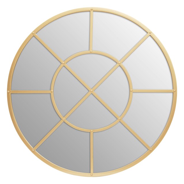 Descartes Gold Finish Round Wall Mirror Gold
