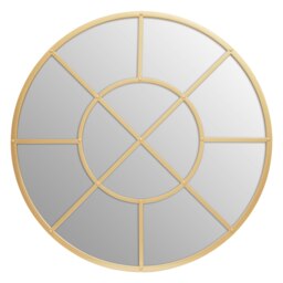 Descartes Gold Finish Round Wall Mirror Gold