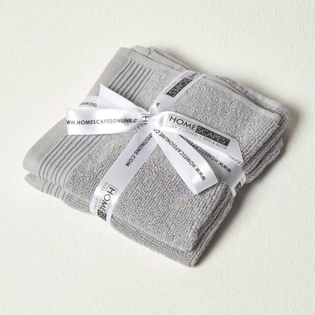 Homescapes Dove Grey Combed Egyptian Cotton Set of 2 Face Cloths 700 GSM Grey 2