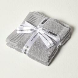 Homescapes Dove Grey Combed Egyptian Cotton Set of 2 Face Cloths 700 GSM Grey 2