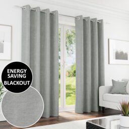 Enhanced Living Knightsbridge Blackout, Thermal Grey Curtains with Eyelet Header (PAIR) - 46x54 inch (117x137cm)