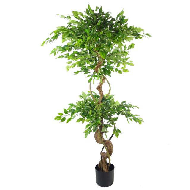 Artificial Japanese Fruticosa Tree Twisted Large Ficus 150cm Leaf Design UK Botanik Green 5ft