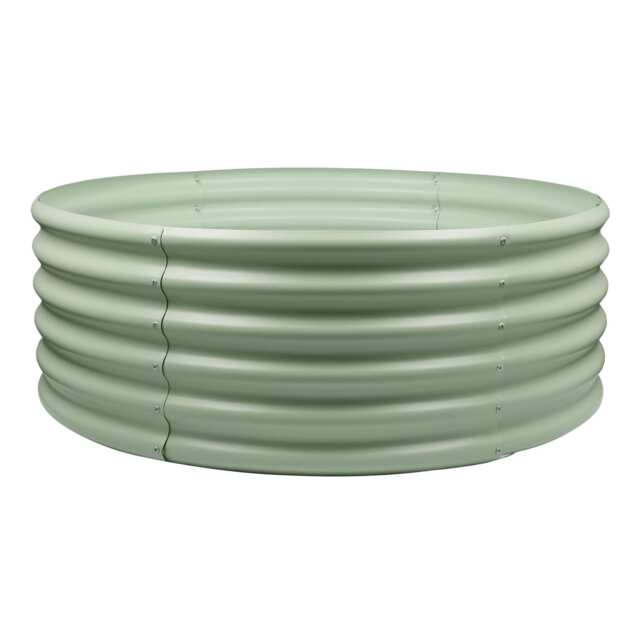 Harbour Housewares Raised Garden Bed - Green Round Bottomless Metal Raised Bed Galvanised Steel Planter Box 120 x 45cm