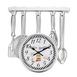 Hometime Kitchen Utensil Style Wall Clock 35cm Silver