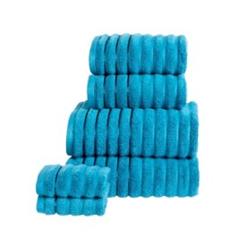 Ribbed Pure Cotton Face Towels Super Soft and Absorbant Blue Face cloth 1