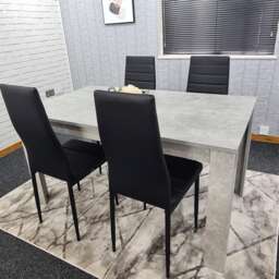Stone Grey Effect Dining Table Set with 4 Black Chairs Modern Dining Room Furniture Black One Size 5