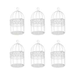6-Pcs Metal Mesh Bridesmaid Bird Cage - Medium White 6