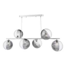 Claudia 6 Light Silver Pendant Bar with Glass Shades