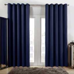 "OHS Blackout Thermal Insulated Eyelet Curtains, 46x72"" - Navy Blue"