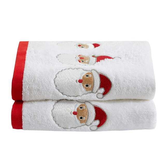 Fusion Santa Hand Towel - 2 Pack White