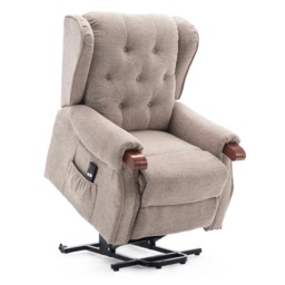 Harrogate Single Motor Electric Rise Recliner Fabric Lift Riser Chair (Brown)