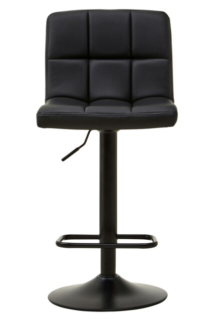Orsina Black Leather Effect Quilted Bar Stool, Quilted Design Bar Stool For Kitchen, Sturdy Modern Bar Stool