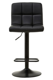 Orsina Black Leather Effect Quilted Bar Stool, Quilted Design Bar Stool For Kitchen, Sturdy Modern Bar Stool