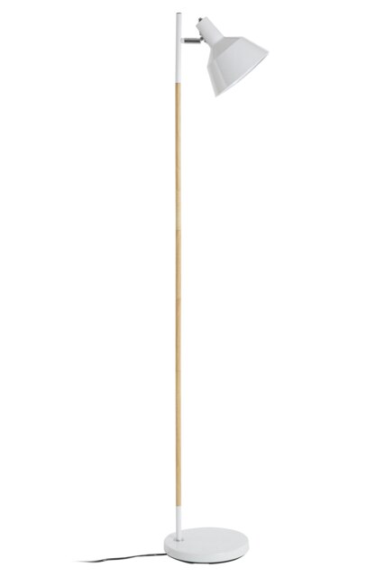Interiors by Premier Slimline Design Of White Wood And Metal Floor Lamp, Sturdy And Stable Bedroom Lamp, Sleek Livingroom Lamp