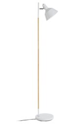 Orsina Slimline Design Of White Wood And Metal Floor Lamp, Sturdy And Stable Bedroom Lamp, Sleek Livingroom Lamp