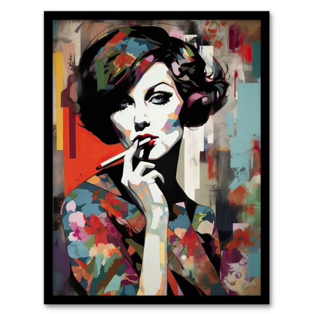 Femme Fatale Beauty Portrait Oil Woman Home Decor Black Framed Wall Art Print A4