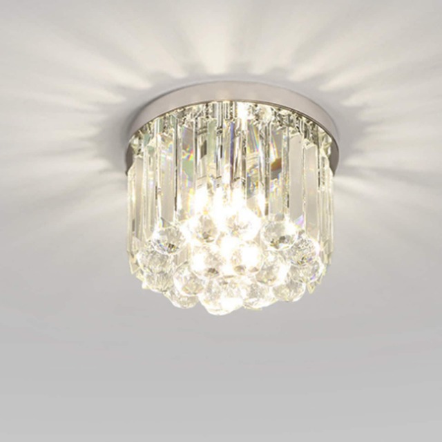 Chandeliers Small Ceiling Light Crystal Modern 25 Cm Silver Suction Cup Lamp Round