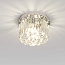Chandeliers Small Ceiling Light Crystal Modern 25 Cm Silver Suction Cup Lamp Round