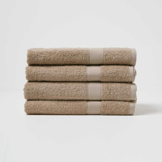 Homescapes Turkish Cotton Bath Towel Set of 4 - Stone Cream Bath towel 4