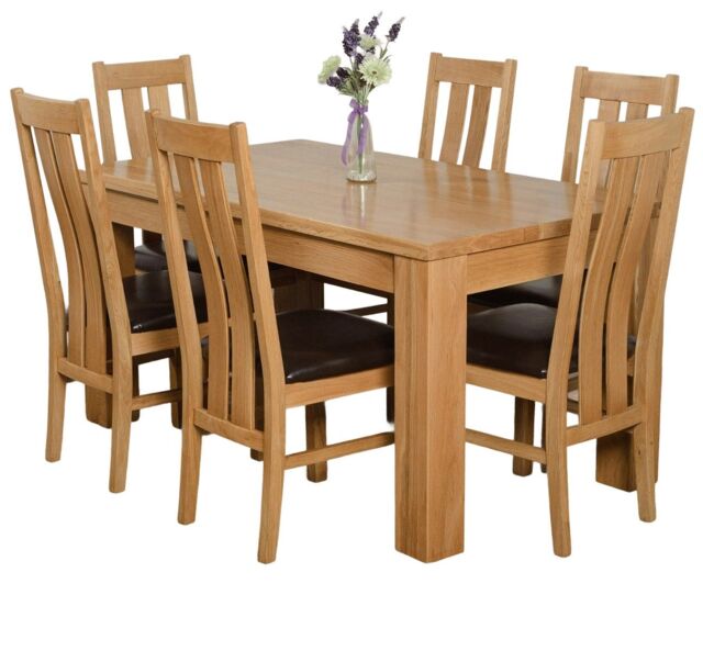 Dakota 152 x 87cm Medium Oak Dining Table and 6 Princeton Chairs Brown Brown