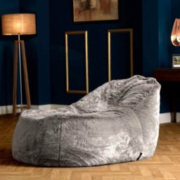 Kenai Faux Fur Bean Bag Lounger Arctic Wolf Grey Giant Bean Bag Chair Grey Arctic Wolf Grey XL 1