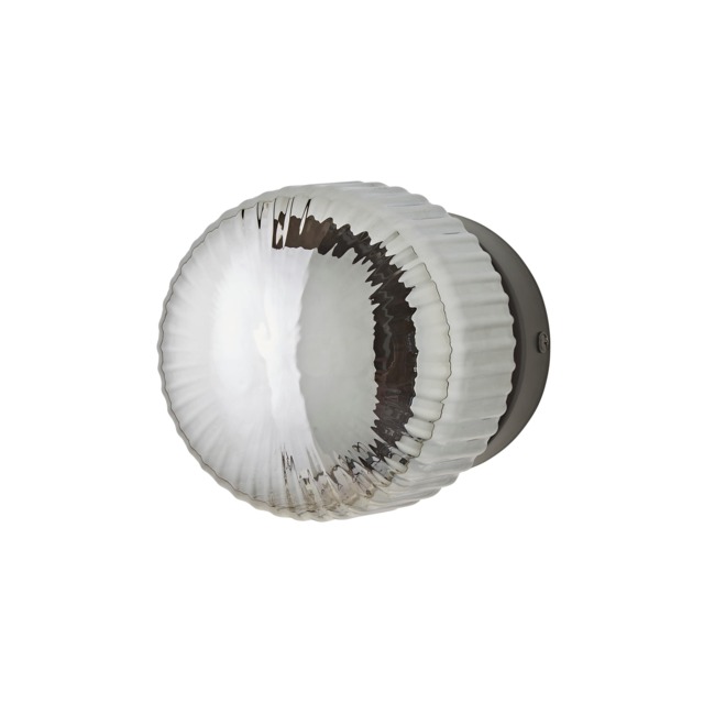 ValueLights Calpe Pair Black Flush Wall Lights Ribbed Smoked Shades Black