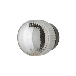 ValueLights Calpe Pair Black Flush Wall Lights Ribbed Smoked Shades Black