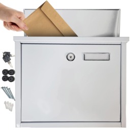FURNISHED Outdoor Wall Mounted Post Box Galvanized Steel White White