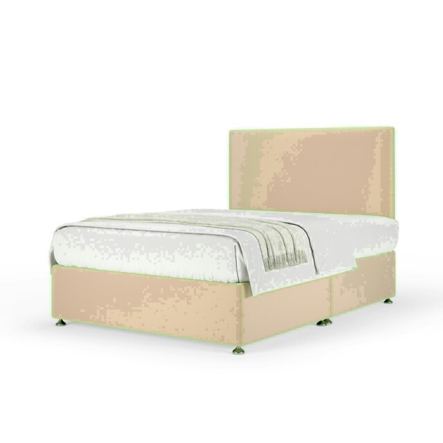 Natural Plush Velvet No Drawer Divan Base and Valencia Headboard Small Double