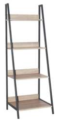 Ladder Bookcase with Oak Effect Shelves and Grey Metal Frames - Home Office Storage Unit Grey Brown 1