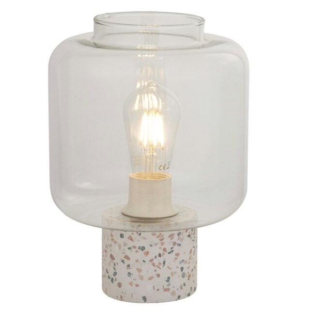 CGC NATURA Terrazzo Table Lamp with Clear Glass Shade Clear Clear H: 28 cm D: 20 cm