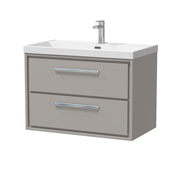 Balterley Modern Bathroom Wall Hung 2 Soft Close Drawer Vanity Unit & Basin Grey Pebble Grey 1