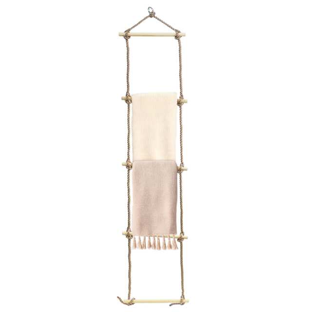 GEEZY Wooden Rope Blanket and Towel Ladder Decor Brown 2.1m