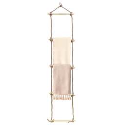 GEEZY Wooden Rope Blanket and Towel Ladder Decor Brown 2.1m