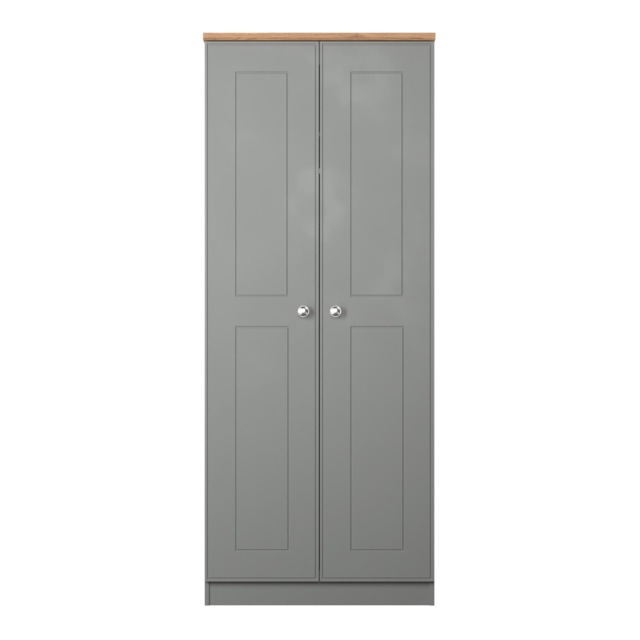 Albert Double Wardrobe in Dusk Grey & Riviera Oak (Ready Assembled) Grey Dusk Grey & Riviera Oak