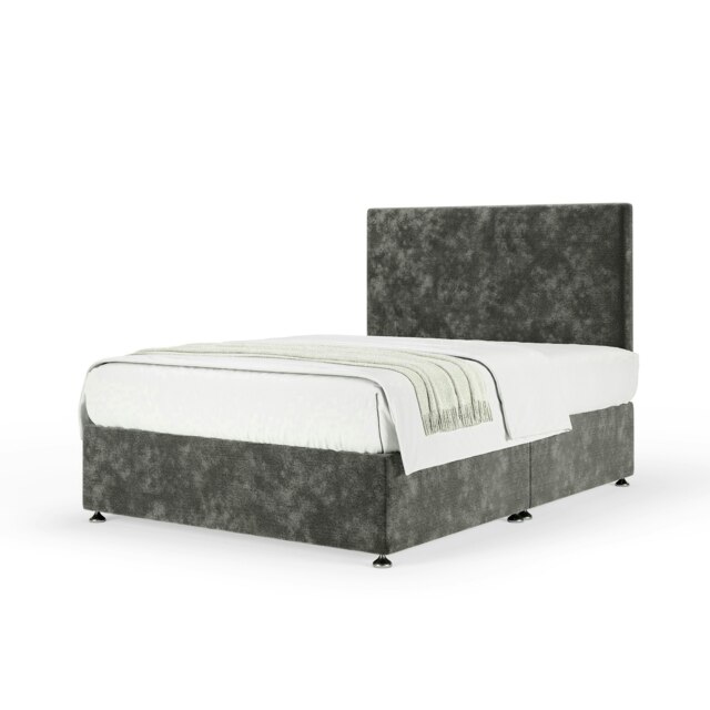 Majestic 1000 Pocket Sprung Charcoal Chenille Divan Set And Valencia Headboard King Size