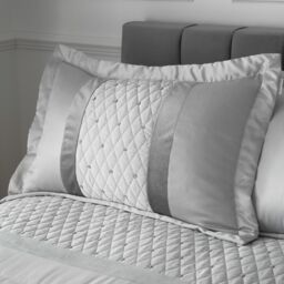 Catherine Lansfield Sequin Cluster Quilted Pillow sham Pillowcase Pair Silver Silver Grey
