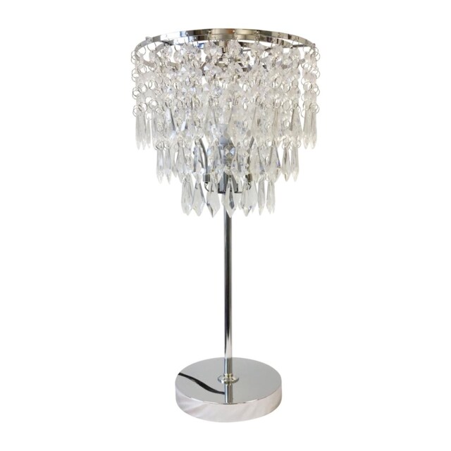 Chrome and Acrylic Crystal Jewelled Table Lamp Chrome Clear Large 1