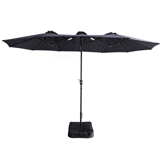 Gr8 Garden 4.6m Patio Parasol Large Double Sided Garden Umbrella Crank Handle Base Navy Blue