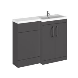 Balterley Right-Hand Bathroom Vanity and WC Unit Combination with Basin, with Handles Grey Gloss Grey