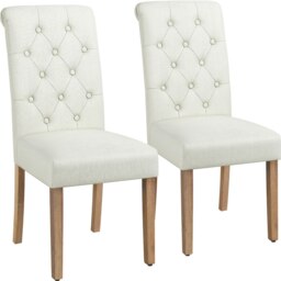 Yaheetech Set of 2 Classic PU Leather Dining Chairs Cream Beige