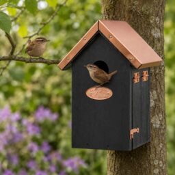 CKB LTD Black Wooden Bird House for Garden with Copper Roof Wrens Nest Box