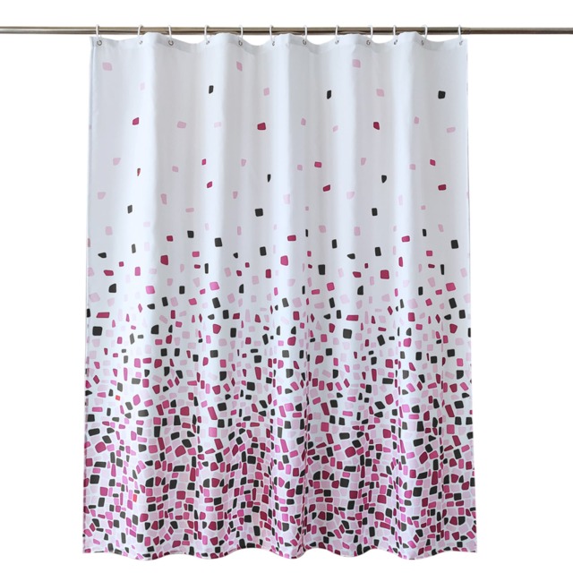 Mosaic Black Polyester Shower Curtain with 12 Hooks - 180x200cm
