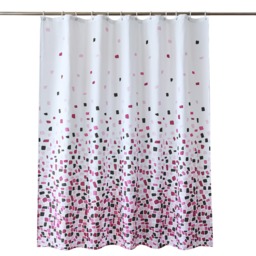 Mosaic Black Polyester Shower Curtain with 12 Hooks - 180x200cm