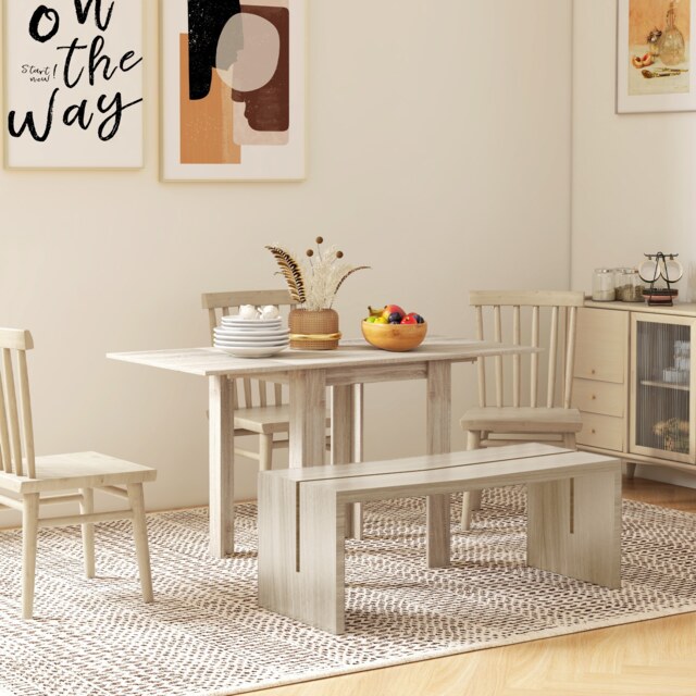 HOMCOM Folding Dining Table, Extendable Kitchen Table for Small Space, Drop Leaf Table for 2-4 People, 140 x 70 x 75 cm, Oak