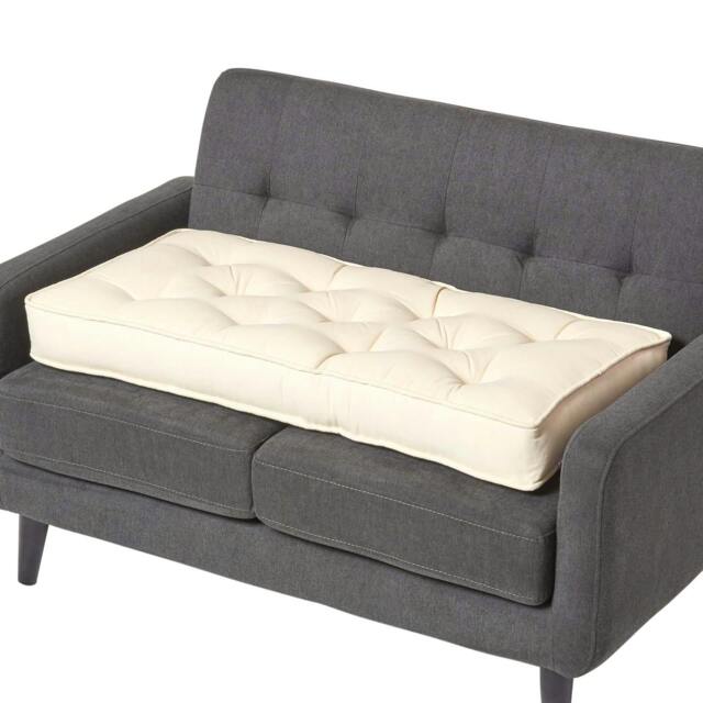 Homescapes Cream Cotton 2 Seater Booster Cushion Cream Cream H 10 x W 100 x D 48 cm