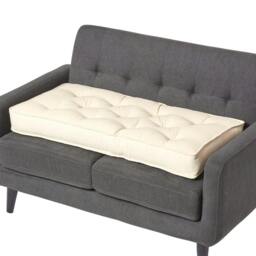 Homescapes Cream Cotton 2 Seater Booster Cushion Cream Cream H 10 x W 100 x D 48 cm